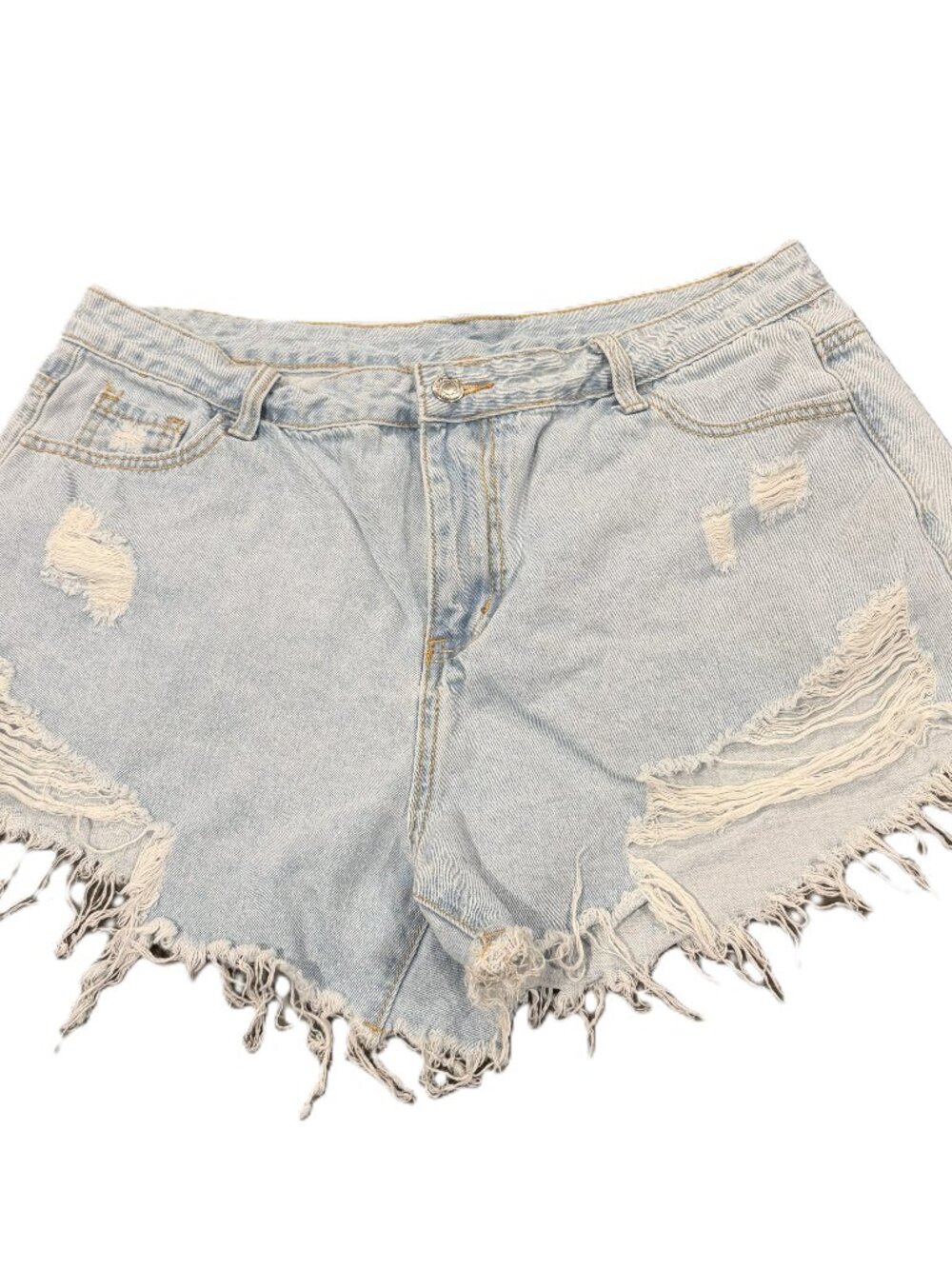 SHEIN Women's Light Wash Cutoff Distressed Denim Shorts XXL Jean Shorts